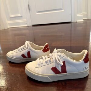 VEJA White/Red Made In Brazil Sneakers genuine leather